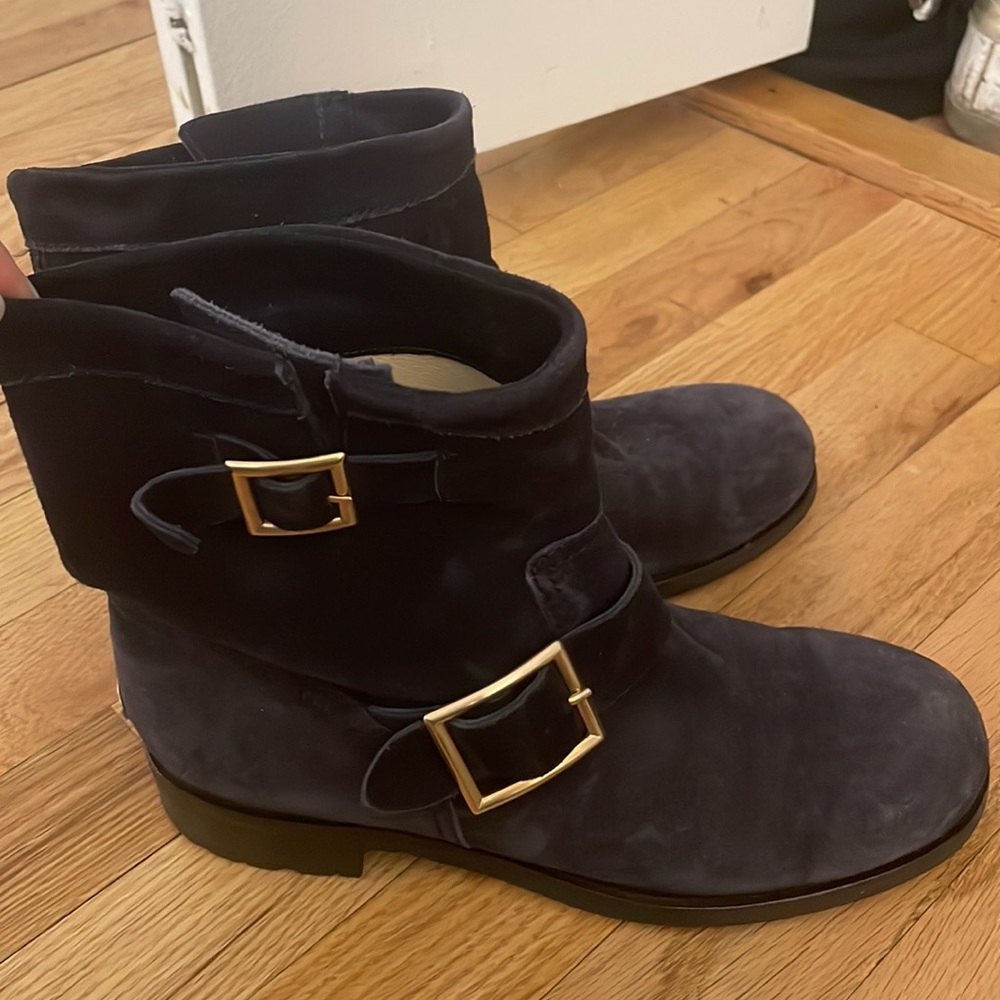Jimmy Choo blue suede Boots